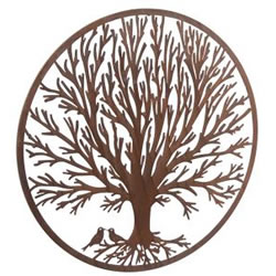 Image of Wonderful Rustic Round Steel Metal Winter Tree Screen Wall art - 1m diameter