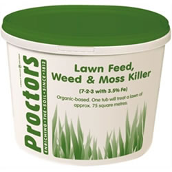 Image of 5kg tub of Proctors 3 in 1 Lawn feed weed and moss killer grass fertiliser