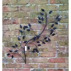 Image of Leaf and Branch Metal Wall Art - Mat Black