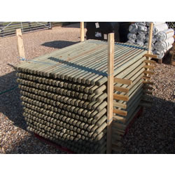 Image of 10x 1.2m (4ft) tall x 40mm dia Treated Round Fence Posts