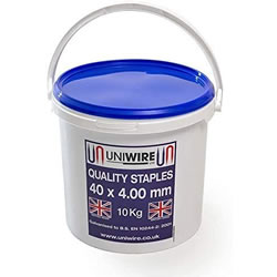 Image of 10Kg Tub of Galvanised Fencing Staples, 40 x 4mm