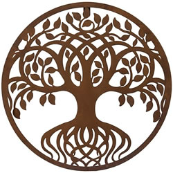Small Image of 40cm Rustic Round Tree Wall Plaque With Twisted Roots