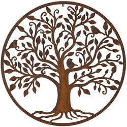 Image of Rustic Round Steel Garden Metal Tree and Bird Screen - 1m diameter