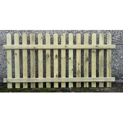 Image of Wooden Picket Garden Fence Panel 90cm (3ft) Tall x 1.8m (6ft) Long - Hand Built Pressure Treated Wood