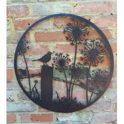 Small Image of Songbird Perching On A Post Wall Plaque