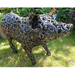 Small Image of Big Pig Decorative Filigree Metal Ornament, 60 x 90cm