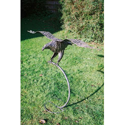 Small Image of Gliding Eagle Metal Bird Sculpture On Stand