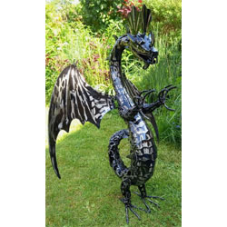 Small Image of Eastern Dragon Garden Ornament Sculpture - Large - Metal Platework