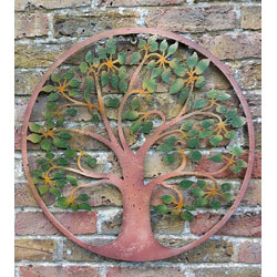 Image of Green Leaf Tree Of Life Metal Wall Art Screen