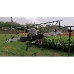 Small Image of Metal Biplane Ornamental Stake