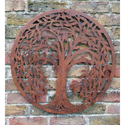 Image of Rustic Metal Weeping Willow Swirl Tree Of Life Wall Screen - 60cm Diameter