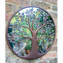 Image of Bronze And Green Leaf Tree Of Life Mirror
