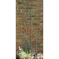 Image of Pair Of Verdigris Bird And Leaf Trellis Plant Support Panels