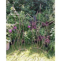 Image of Pair of Metal Ornate Bullrush Trellis Panels, 150cm tall