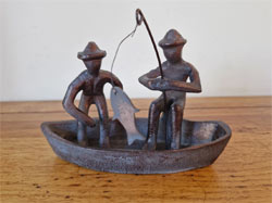 Small Image of Gone Fishing! Ornament Hand Cast in Aluminium with Antique Bronze Finish