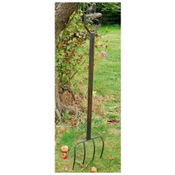 Small Image of Cast Iron Bird on a Garden Fork Sculpture
