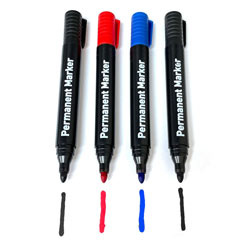 Image of 2 Black, 1 Red, 1 Blue Permanent Marker Pens