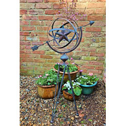 Image of Decorative Metal Armillary Sphere Garden Sculpture - Rustic Bronze Finish