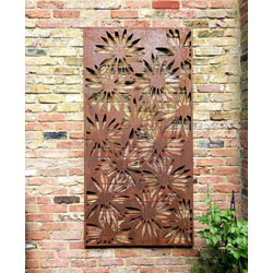 Image of Daisies Design 2mm Steel Rustic Metal Screen, 1.8m tall