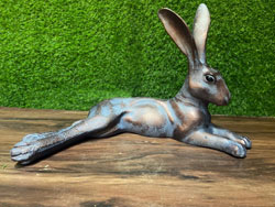 Image of Laying Hare Garden Sculpture Cast Aluminium Ornament