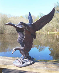Small Image of Set of 3 Flying Ducks Garden Sculpture