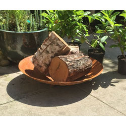 Small Image of Large Round 60cm dia (2ft) Oxidised Steel Garden Fire Pit