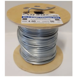 Image of 50m Roll of 4mm Diameter Galvanised Mild Steel Line or Straining Wire in a Handy Spool