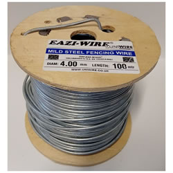 Image of 100m roll of 4mm Diameter Galvanised Mild Steel Line or Straining Wire in a Handy Spool