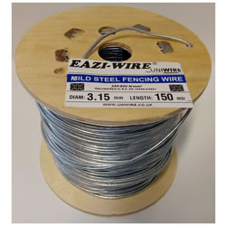 Image of 150m Roll of 3.15mm Diameter Galvanised Mild Steel Line or Straining Wire in a Handy Spool