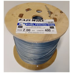 Image of 400m roll of 2mm Diameter Galvanised Mild Steel Line or Straining Wire in a Handy Spool