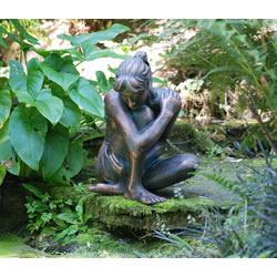 Image of Large Ornament Delightful Girl Sitting Decoration Sculpture - 58cm tall