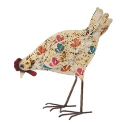 Image of Cream Painted Chicken Garden Ornament