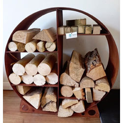 Image of Rustic Steel Round Log Store & Shelves