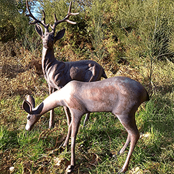Small Image of Large Stag and Doe Deer Sculptures