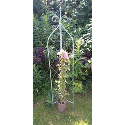 Image of Verdigris Folding Obelisk Plant Support Trellis For Climbing Plants