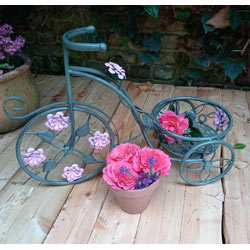 Image of Tricycle Plant Pot holder with Pink Flower motifs - 40cm tall