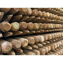 Image of Round Wooden Fence Posts HC4 Pressure treated