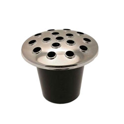 Image of Silver Memorial Grave Vase & Lid for Fresh & Artificial Flowers