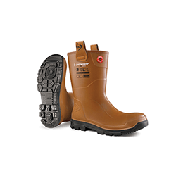 Image of Dunlop Brown/Black Purofort RigPRO Fur Lined Wellingtons