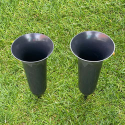 Image of Set of 2 Black Spiked Memorial Grave Flower Vases Container Holders for Flowers