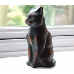 Image of Cast Iron Sitting Cat with a Hand Finished Bronze Patina