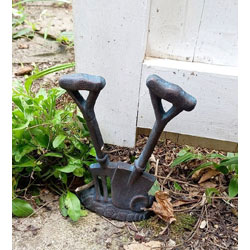 Image of Cast Iron Doorstop Spade and Fork Garden Ornament