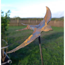 Image of Decorative Swallows Border Stake In Sturdy Metal - 150cm