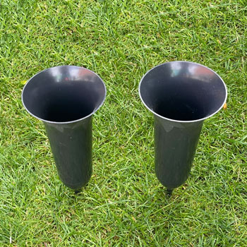 Image of Set of 2 Black Spiked Memorial Grave Flower Vases Container Holders for Flowers