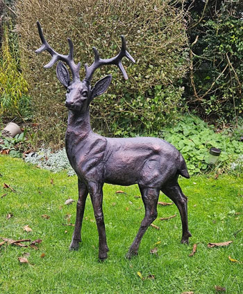 Image of Large Standing Stag Aluminium Ornament - 92cm Tall