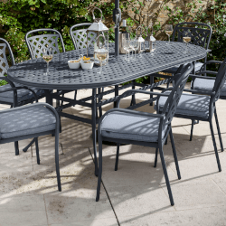 Image of Hartman Berkeley 8 Seat Oval Dining Set in Antique Grey / Platinum - NO PARASOL