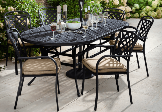Image of Hartman Berkeley 6 Seat Oval Dining Set in Bronze / Amber - NO PARASOL