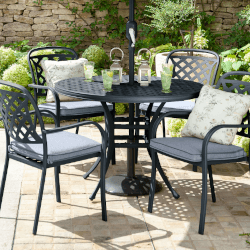 Small Image of Hartman Berkeley 4 Seat Round Dining Set in Antique Grey / Platinum - NO PARASOL