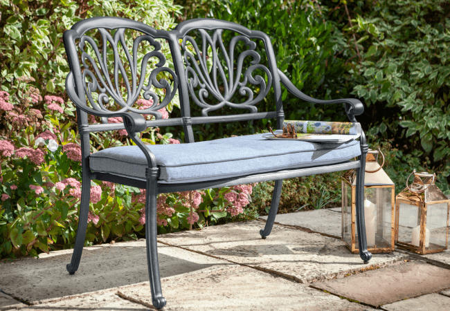 Image of Hartman Amalfi 2 Seat Bench in Antique Grey / Platinum