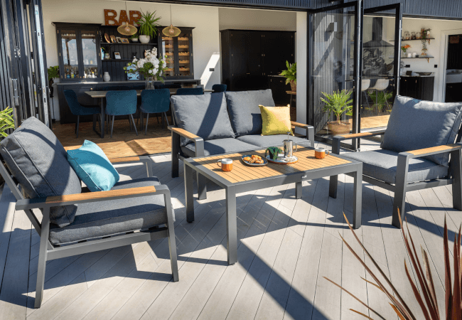 Image of Hartman Asher 2 Seat Lounge Set - Matt Xerix/Grey Harris/Teak